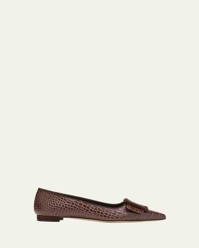 Maysale Croco Buckle Ballerina Flats